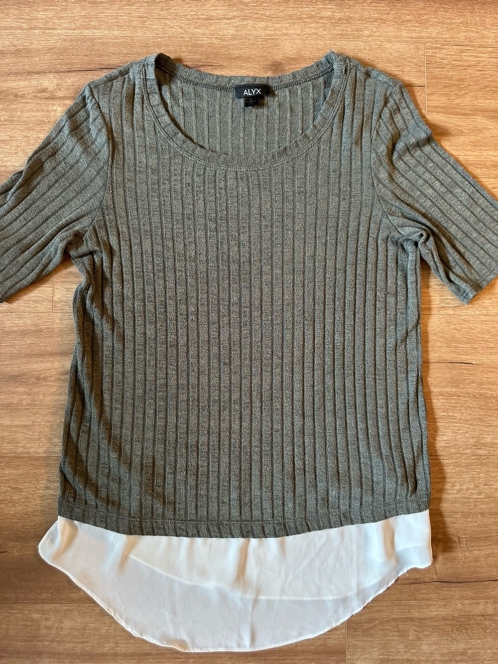 ALYX Olive Ribbed Knit Top with White Shirttail